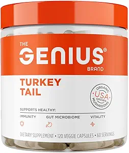 The Genius Brand Genius Turquía Tail - Suplemento de base vegetal para Immune, Gut & Antioxidant Support - Orgánica " No GMO - 120 Veggie Capsules