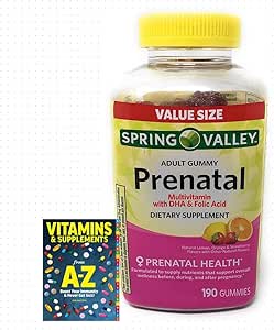 Primavera Valle Adulto Salud Prenatal Multivitamina DHA & ácido fólico, fruta, 190 Gummies+Mejor Guía Vitaminas Suplementos Libro