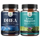 Bundle of Pure DHEA 25mg for Women and Men for Mood Energy and Immune Support and Liver Cleanse and Detox " Repair Formula - Herbal Liver Support Supplement