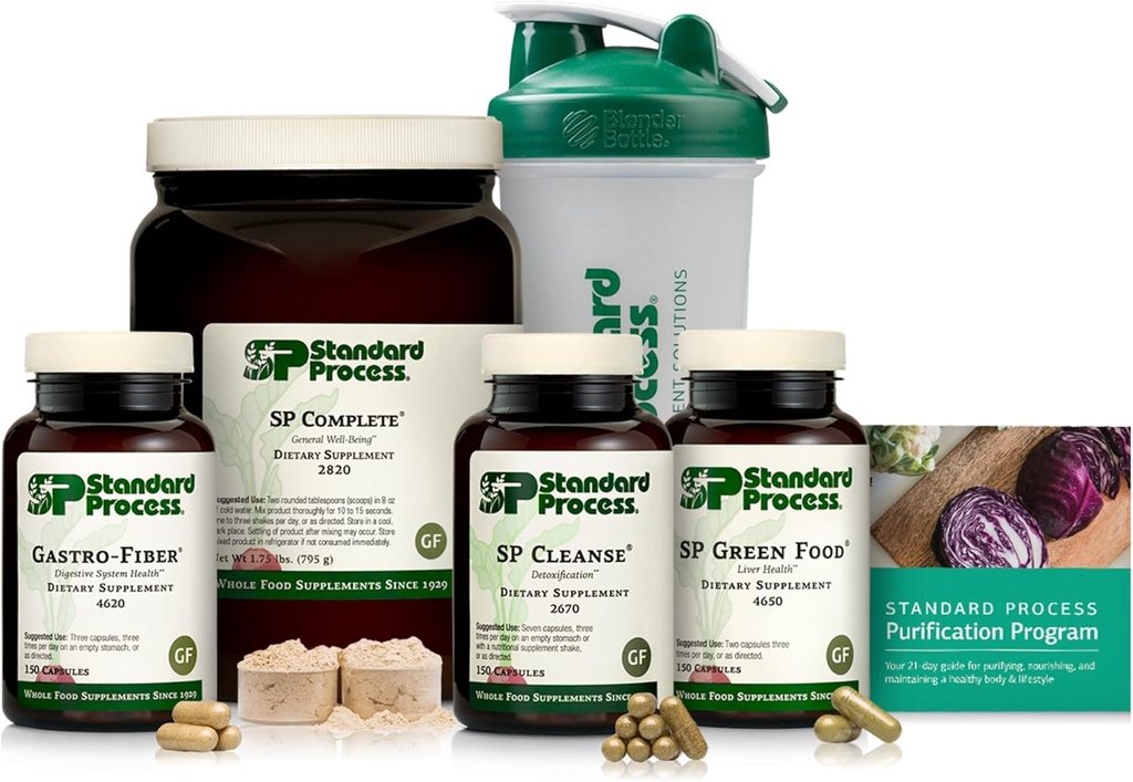 Standard Process Purification Product Kit con SP Complete &amp; Gastro-Fiber - 21-Day Detox &amp; Digestive Health Support - High-Quality Protein Powder - Vegetarian, Gluten-Free &amp; Non-Soy - 1 Kit