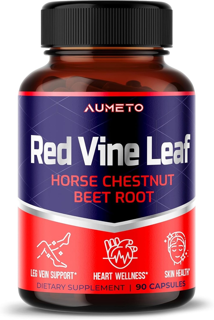 Red Vine Leaf Suplemento con Caballo Chestnut, Beetroot, Ginger - Apoyo Natural para la Fuerza Veinte y Circulación Wellness- Made in The USA (90 Conde (Pack of 1))