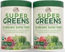 Super Greens Super Greens Natural Flavor, 50 Organic Super Foods, USDA Organic Drink Mix, Fruits, Vegetables, Super Greens, Mushrooms & Probiotics, Supports Energy, 40 Servings, 10.6 Oz, 2 Pack