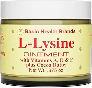 Basic Brands L-Lysine Lip Ointment with Camphor, Menthol, Vitamin A & E, 0.875 oz