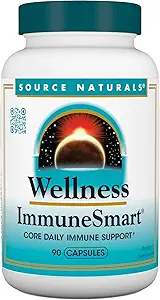 Source Naturals Wellness ImmuneSmart - for Core Daily Immune Support*, with Vitamins A, C, and D, Zinc, Elderberry, Echinacea, Andrographis, Turkey Tail and Garlic - 90 Capsules