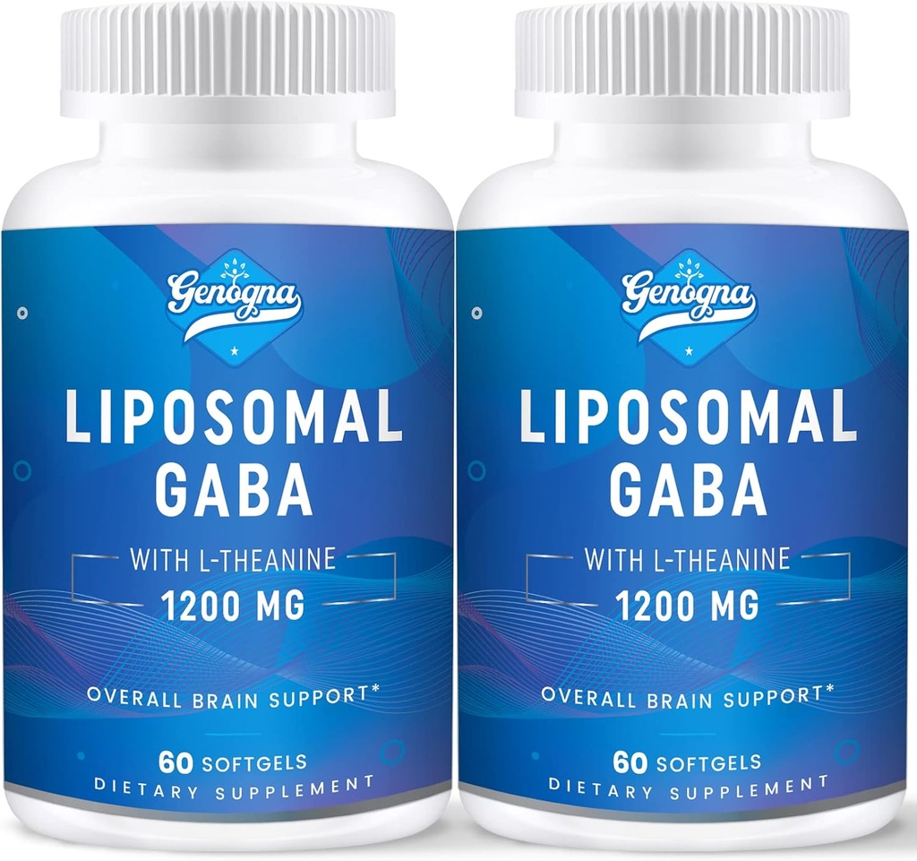 GABA Liposomal con L-Theanine 1200mg - 2 Pack High Suplementos GABA biodisponibles,120 cápsulas para adultos