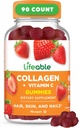 Lifeable Collagen Peptides Gummies | 100mg with Vitamin C | Great Tasting Collagen Supplements | Vegetarian Hair Skin and Nails Gummies | Collagen Gummies for Adults, Men, Women | 90 Gummies