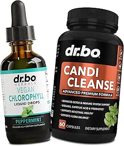 Chlorophyll Liquid Drops Body Detox " Candi Cleanse - Vegan Liquid Chlorophyll Drops Odor Cleanse Supplement Internal Deodorant - Extra Strength Probiotic Oral Herbal Oregano " Capsulas de ácido caprílico