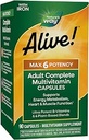 ¡La naturaleza está viva! Max6 Potency Adult Complete Multivitamin, con Hierro, Vitaminas A, C, E &amp; B-Vitamins Incluyendo B12 y Folato, apoya el metabolismo energético*, 90 cápsulas (paquete mayo Vary)