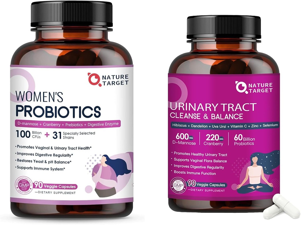 NATURE TARGET Probiotics for Women Digestive Health + Probiotics for Women Urinary Tract Health