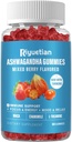 Ashwagandha Gummies for Women ' Men - Stress Relief, Immune Support & Aumento de la energía - Azúcar Gratis, Vegan - Organic Ashwagandha Root Suplementos Gummy- Natural Strawberry Flavor (60 Cuenta)