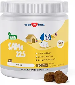 Lo mismo para los perros - 90 cerdas blandas - S-Adenosyl-L-Metionina, Suplemento del hígado - Salud cerebral, promueve el apoyo cognitivo, soporte para el hígado (Same Soft Chews)