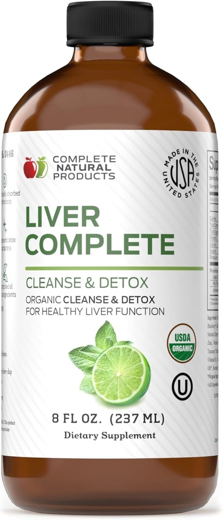 Liver Complete 8oz - Organic Liquid Liver Cleanse " Detox Supplement for High Enzymes, Fatty Liver, " Liver Support