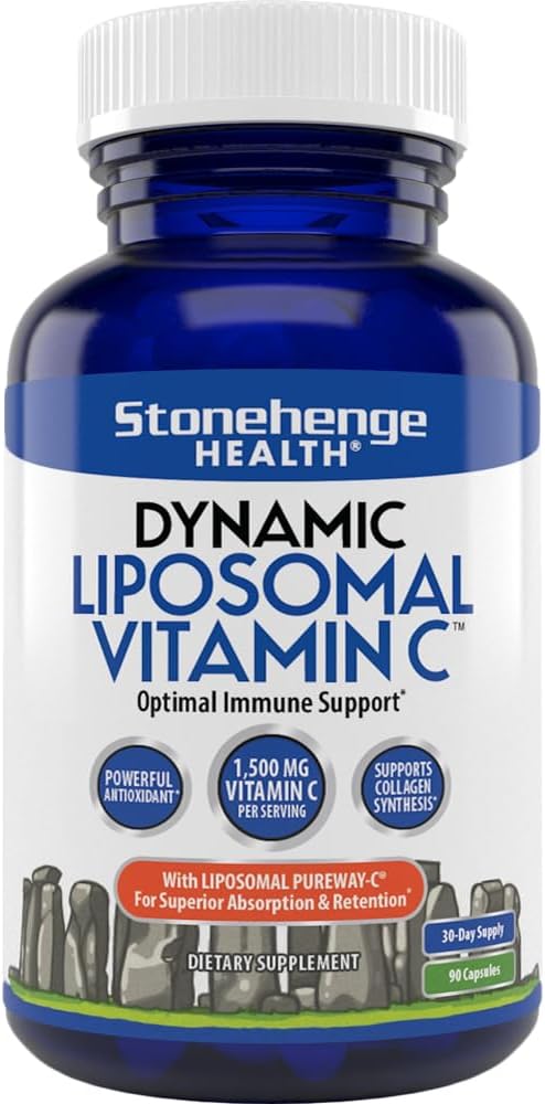 Stonehenge Health Dynamic Liposomal Vitamina C 1500mg - 90 cápsulas - Advanced Formula - Phospholipids provenientes de Non-GMO Sunflower, Supports Healthy Immune System, Collagen Synthesis &amp; Brain Health