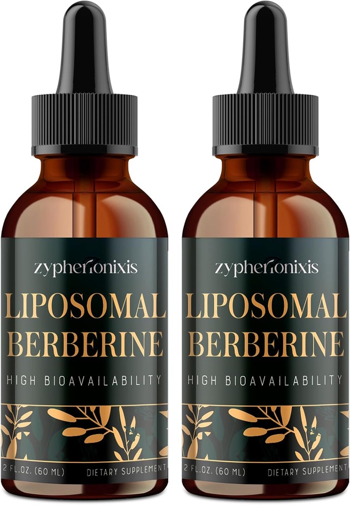 Liposomal Berberine Drops Suplemento 3000mg - High Absorption AMPK Activator, Organic Berberine HCl Complex with Ceylon Cinnamon " Ginger for Immune " Digestion (4 fl oz)