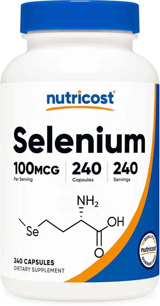 Nutricost Selenium Suplemento 100mcg, 240 cápsulas, vegetariano, libre de gluten