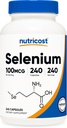 Nutricost Selenium Suplemento 100mcg, 240 cápsulas, vegetariano, libre de gluten