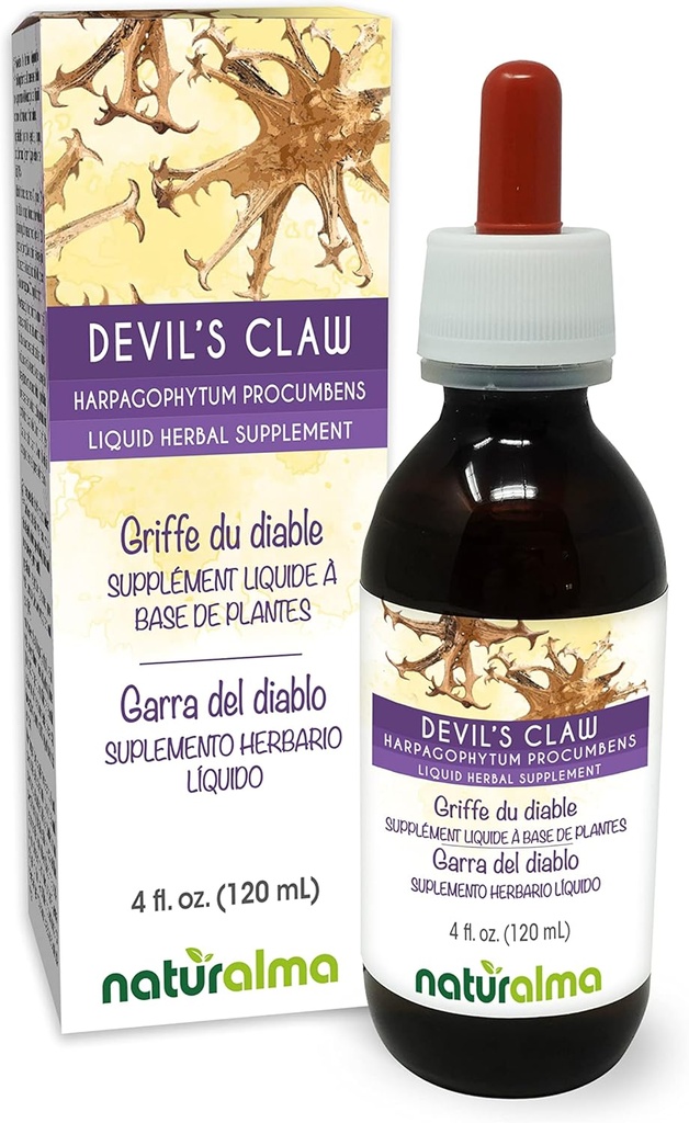 Naturalma Devil's Claw (Harpagophytum procumbens) Root Alcohol-Free Tintura - 4 fl oz Liquid Extract in Drops - Herbal Supplement - Vegan