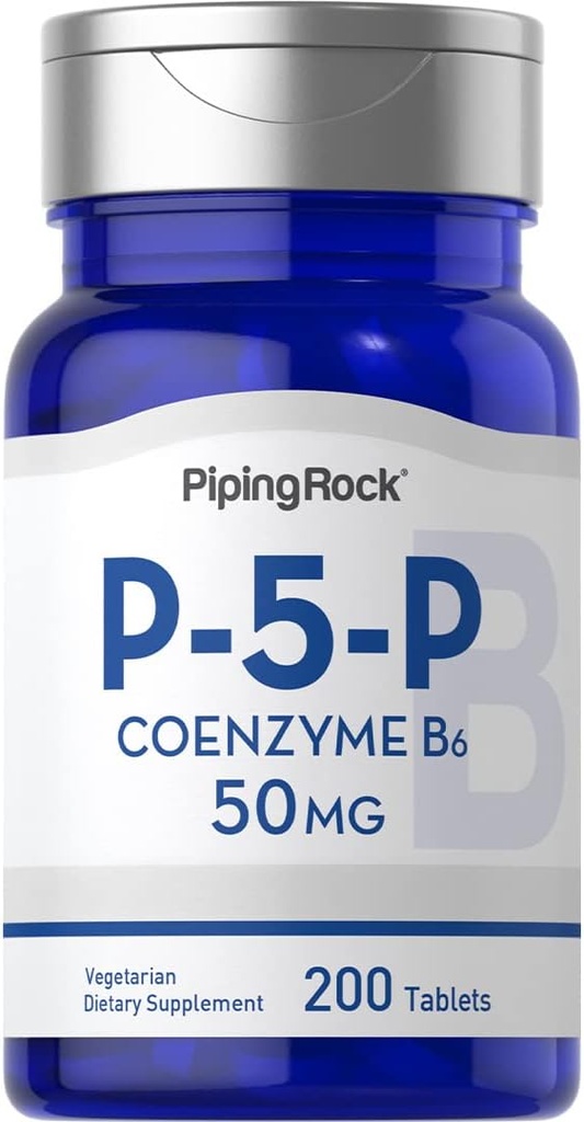 Piping Rock P5P Vitamina B6 TEN 50mg ANTE 200 Tablets TEN Pyridoxal 5-Phosphate Suplemento ANTE Vegetariano, No GMO, Gluten Free