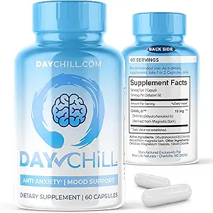 Chill Pill Happy Pills Mood Stabilizer Mujeres y Hombres con Magnolia Bark 60 cápsulas Formulados en EE.UU. - DHH-B Dihydrohonokiol-B Calm Pills Minerales y Chill Formula for Relaxation and Health Balance