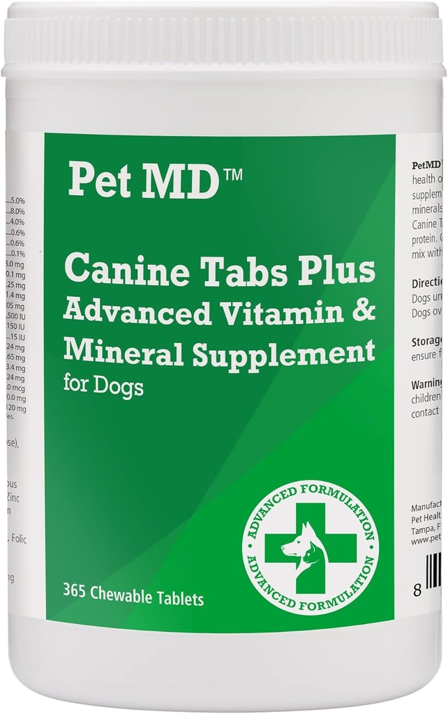 Pet MD - Canine Tabs Plus 365 Conde - Advanced Multivitamins for Dogs - Natural Daily Vitamin and Mineral Nutritional Supplement - Liver Flavored Chewable Tablets