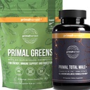 Primal Harvest Primal Total Male+ & Primal Greens Men's Multivitamin and Nutritional Supplement with Ginseng, Vitamins D and B, zinc, probiotics and More, Gluten and Dairy Free
