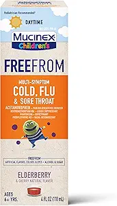 Líquido para niños de Mucinex - GratisDe frío multi-síntoma, gripe &amp; garganta del suelo 4oz