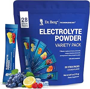 Dr. Berg Sugar Free Electrolyte Powder Packets (Variety Pack) - Daily Electrolyte Drink Mix - 28 Total Hydration Pouches Sugar Free - Keto Electrolytes Powder Packets No Sugar - 7 Delicious Flavors