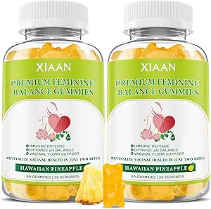 Premium Feminine Balance Gummies for Women's Immune Health, Hawaiian Pineapple Gummies Support PH Balance & Vaginal Health, Vegan, Gluten-Free, 120 Count