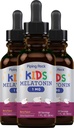 Piping Rock Kids Melatonin Liquid 1 fl oz TENIDO 1mg TENIDO Pack of 3 Bottles ANTE Berry Flavor Drops ANTE Non-GMO, Gluten Free Supplement