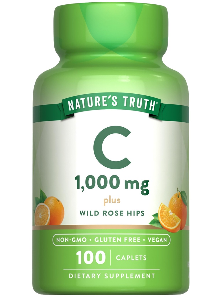 Nature's Truth Vitamin C 1000 mg with Rose Hips | 110 Caplets | Vegan, Non-GMO, & Gluten Free Supplement