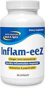 NORTH AMERICAN HERB &amp; SPICE Inflam-EEZ - 90 Capsules - Supports Healthy Immune &amp; Inflammatory Response - Ginger Root, Camu Camu Berries, Bromelain ' Papain Plus - Non-GMO - 45 Total Servings