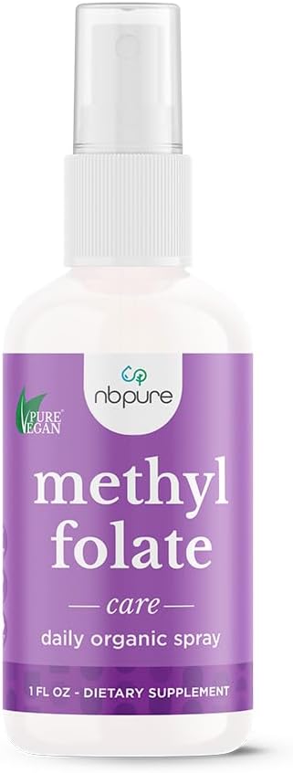 Nbpure Methylfolate Vitamina B9 Spray Suplemento, Líquido Folic Acid Spray, 1 oz