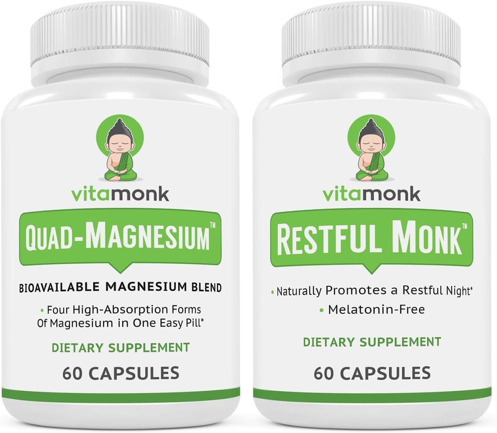 Sleep & Relax Bundle: VitaMonk Melatonin-Free Sleep Aid + Quad Magnesium Blend