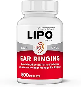 Lipo-Flavonoid Plus Tinnitus Relief - Doctor-Recommended for Ringing Ears - Clinically-Proven Lemon Bioflavonoid Complex with Vitamins C, B1, B2, B6, B12, & Calcium - 500 Caplets