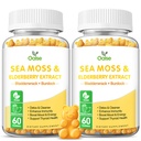 Mar Moss Gummies for Adults and Kids, 2000mg Raw Seamoss, Bladderwrack, Burdock Root, Elderberry, Pepper, Vitamin C &amp; D3, Zinc apoya el sistema inmunológico " Boost Energy (2-Pack)