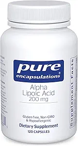 Pure Encapsulations Alpha Lipoic Acid 200 mg - 200mg ALA - Liver & Antioxidant Support* - for Nerve Health & Carb Metabolism - Vegan " Non-GMO Supplement - 120 Capsules