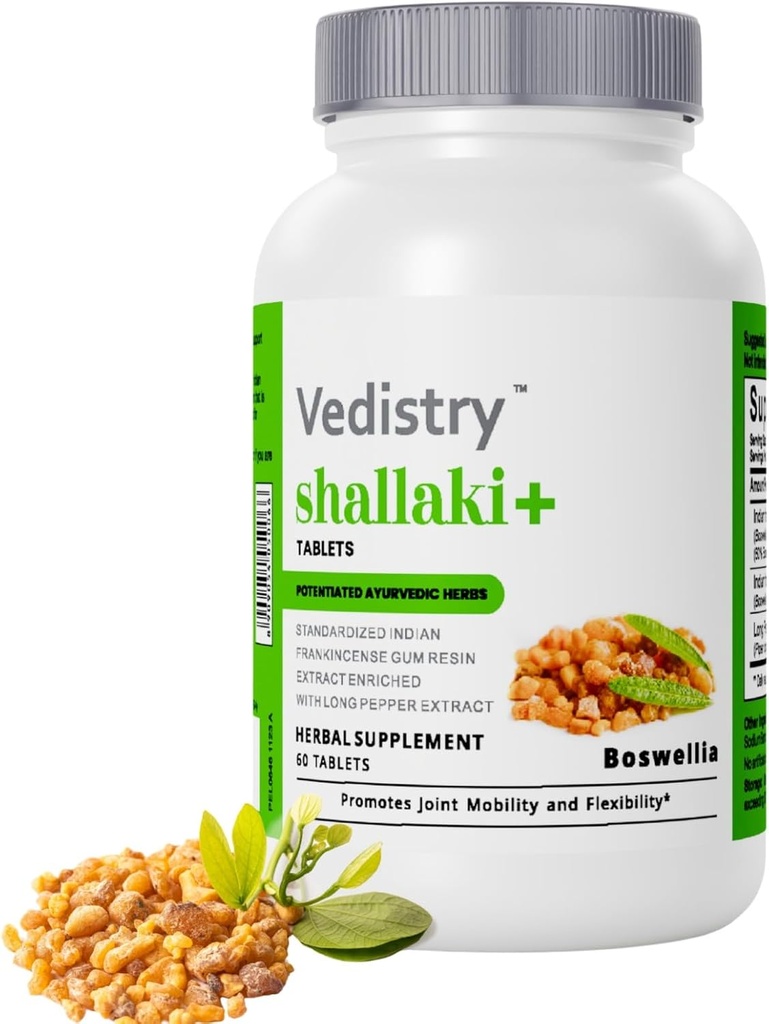 Shallaki Boswellia Serrata Extracto Suplementos para Mujeres Ø 700mg Herbal Capsules for Bone and Joint Wellness ← Indio Frankincense Suplemento TEN 60 Vegan Tablets