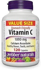 Webber Naturals Vitamina C Calcio Ascorbate 1000 mg · Stomach Friendly, 120 Capsules