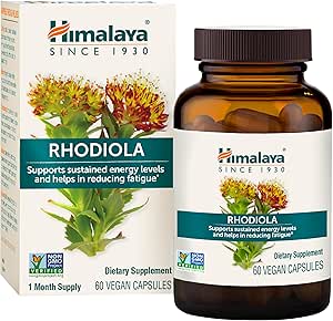 Himalaya Rhodiola Rosea - Suplementos de energía herbaria para apoyar la resistencia al estrés, la energía y el ejercicio - Vegan, Gluten Gratis, 250 mg, 60 cápsulas