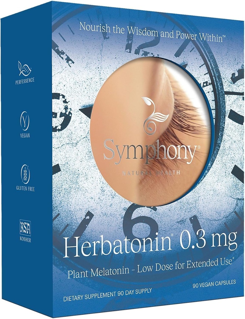 Herbatonin® 0,3 mg – El primer suplemento de melatonina natural basado en plantas (Phyto-Melatonina) - Ayuda de sueño de baja dosis, ayuda a la salud celular de Rhythm Circadian – 90 cápsulas (90 Day Supply)