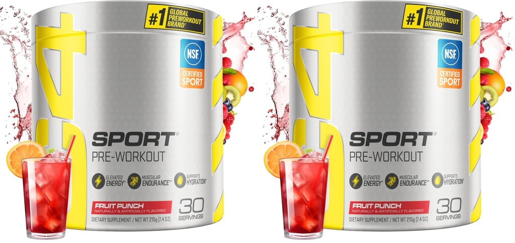 Cellucor C4 Sport Pre Workout Powder Fruit Punch - NSF certificado para el deporte Silencio 30 Servings, Packaging May Vary. (Pack of 2)