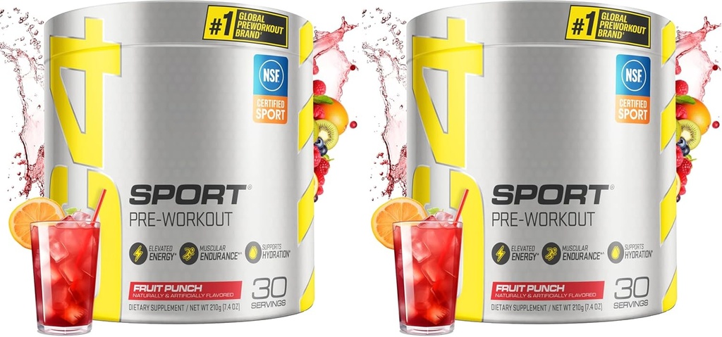 Cellucor C4 Sport Pre Workout Powder Fruit Punch - NSF certificado para el deporte Silencio 30 Servings, Packaging May Vary. (Pack of 2)