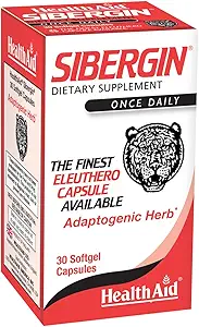 HealthAid Sibergin, Siberian Eleuthero, 30ct, Once Daily, Soft Gel Capsules Helps Combat Stress and Fatigue, Promotes Stamina and Endurance
