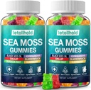 Sea Moss Gummies - Irish Sea Moss Gummies Avanzado para adultos con Ashwagandha Bladderwrack " Burdock Root for Supports Immune,Energy - 60 Vegan Gummy,2PCS