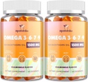 Omega-7 Sea Buckthorn Oil Gummies, Omega 3 6 7 9 Suplemento para Mujeres, Aceite Flaxseed, Vitaminas E, A " Probióticos - Esquí, Ojo " Sequedad, Sabor de manzanilla - 120 Gummies