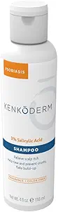 Kenkoderm Psoriasis Shampoo - 3 percent Salicylic Acid Fórmula, Anti-Dandruff Cleanser para Itchy o Dry Hair & Scalp, Color & Fragrance Gratis, 4 Fluid Ounce