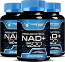 WELLNESS LABSRX NAD Suplemento, 1500mg - Liposomal NAD+ Suplemento con Resveratrol, NAD Plus Boosting - Apoyo a la salud celular y el envejecimiento saludable - Ultra Strength Capsules, USA Made - 3 Pack