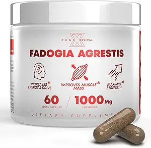 Fadogia Agrestis 1000mg Por Serving Suplemento - Potent Extract to Increase Energy, Athletic Performance &amp; Muscle Mass - Suplementos, Hecho en Estados Unidos (60 cápsulas)