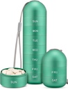 Zannaki Metal Moisture Proof Weekly Pill Organizer, Stackable Aluminum Alloy BPA Free Travel Hiking 7 Day Pill Box Case Waterproof and Large Compartment to Hold Pills, Vitamins, Fish Oil, Supplements