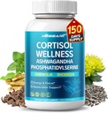CORTISOL Wellness Ashwagandha 14-in-1 Natural Blend with Phosphatidylserine Magnolia Rhodiola St. John's Wort Peppermint Bacopa - 150 Cuenta - Hecho &amp; probado en los EE.UU.